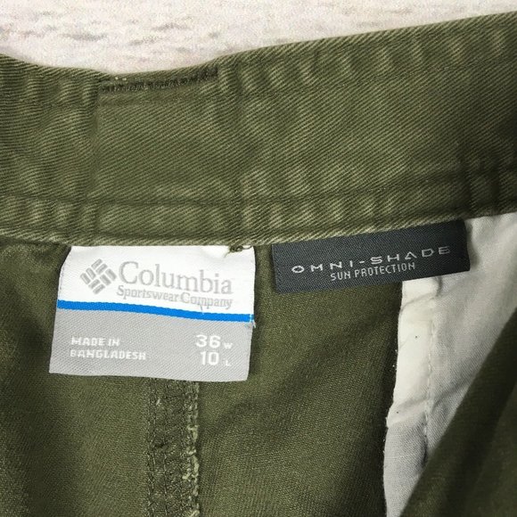 Columbia Mens Cargo Shorts 36 Omni-Shield 6-Pocket Dark Green Metal Button Trail - Picture 3 of 10